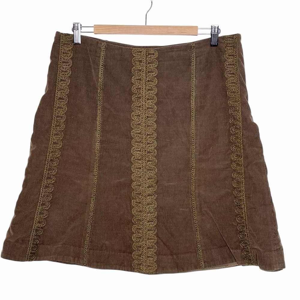 Boden Short Corduroy Skirt Brown Womens US 12 Boho Festival 70s Hippie Western